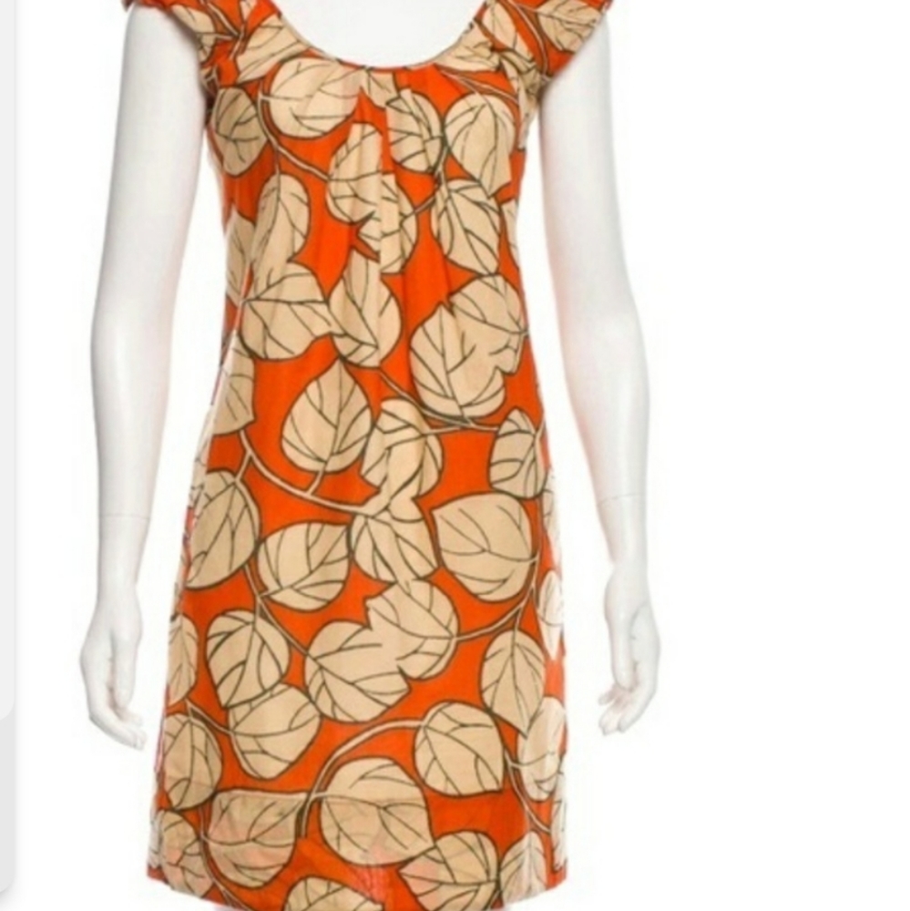 Diane Von Furstenburg Orange Leaf Sheath Dress